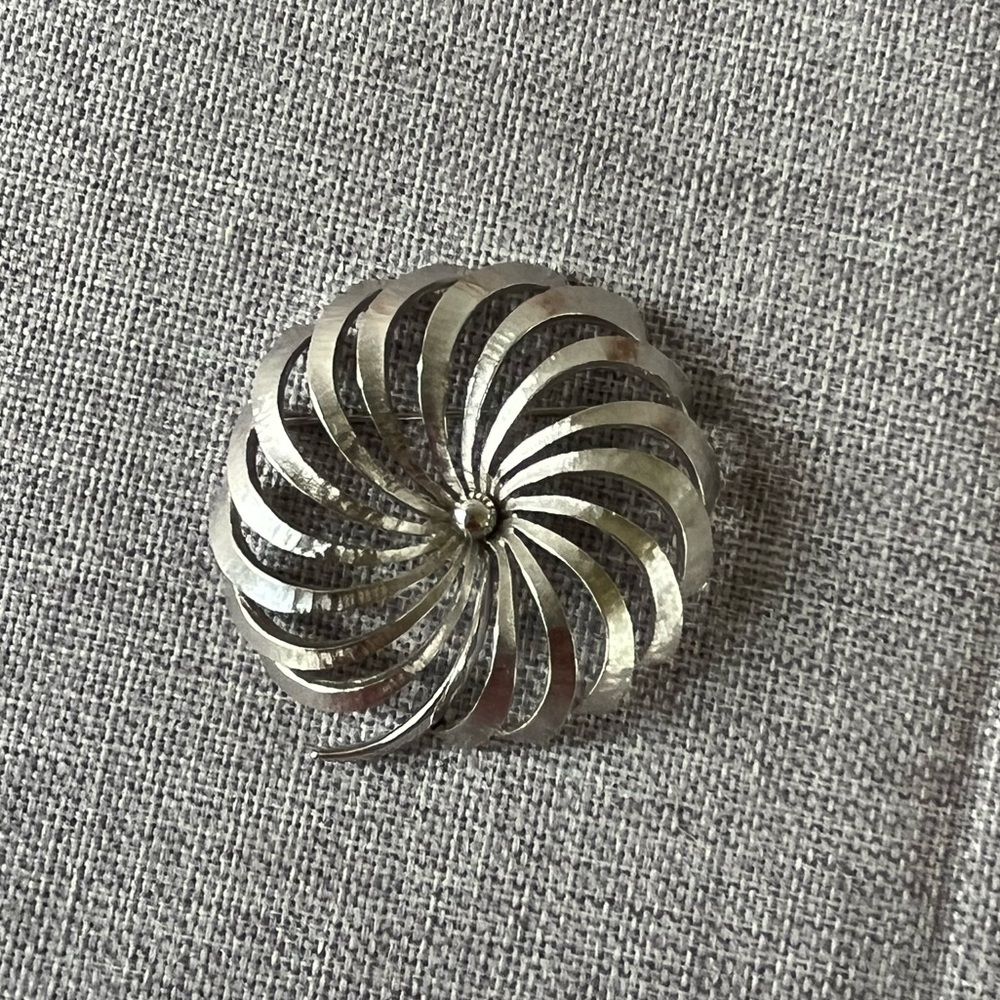 Vintage Monet Silver Tone Swirl Pin Brooch
